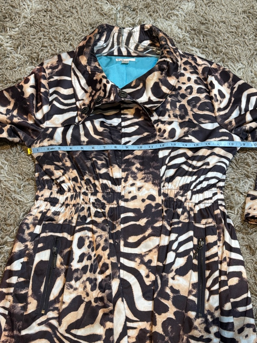 Puli Animal Print Anorak Jacket with Contrast Blue Lining size Small - Picture 10 of 16